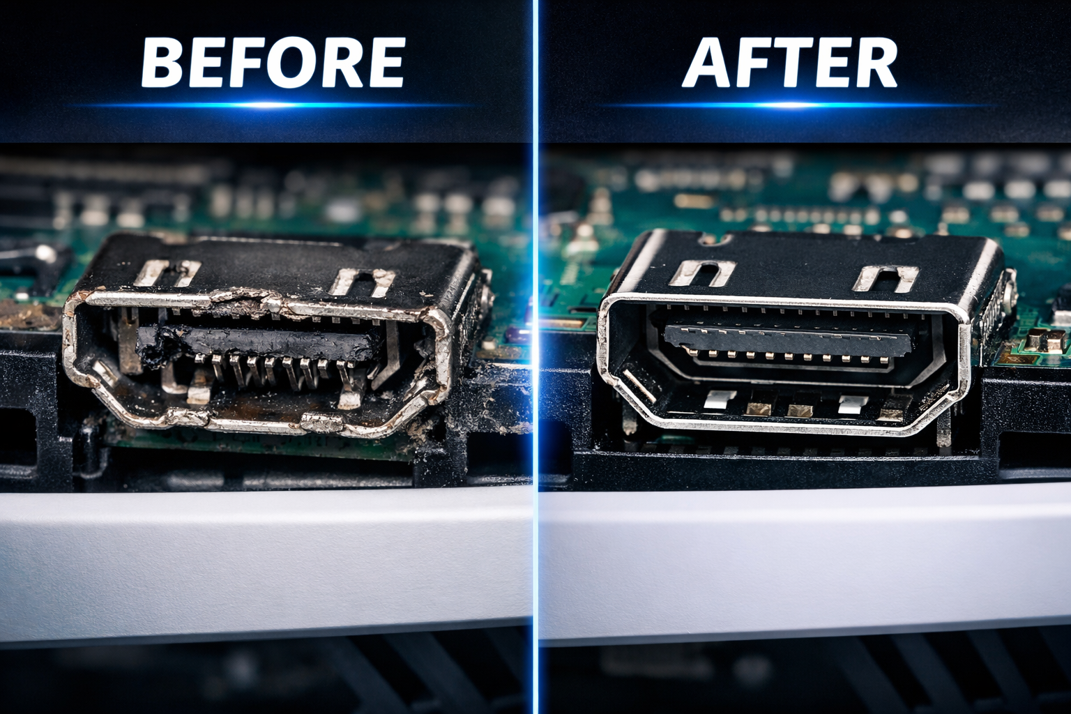 PS5 HDMI repair before after